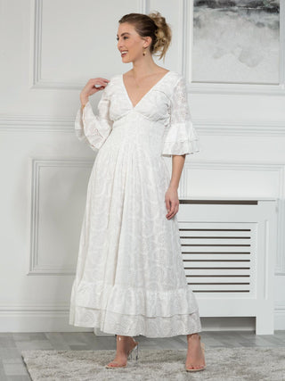Sample Sale - Maxi Dress, White Pattern
