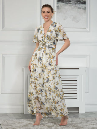 Sample Sale - Wrap Maxi Dress, White Floral