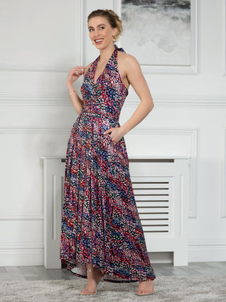 Sample Sale - Halterneck Maxi Dress, Animal Multi