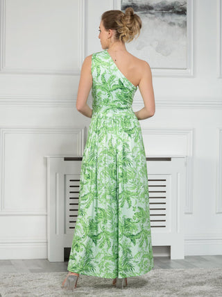 Sample Sale - One Shoulder Maxi Dress, Green Leaf
