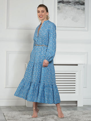 Sample Sale - Long Sleeve Maxi Dress, Blue Floral