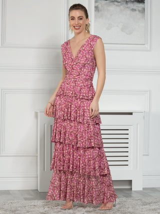 Sample Sale - Wrap Maxi Dress, Pink Floral