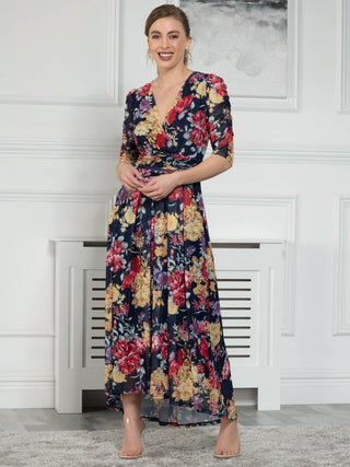 Sample Sale - Wrap Maxi Dress, Navy Floral