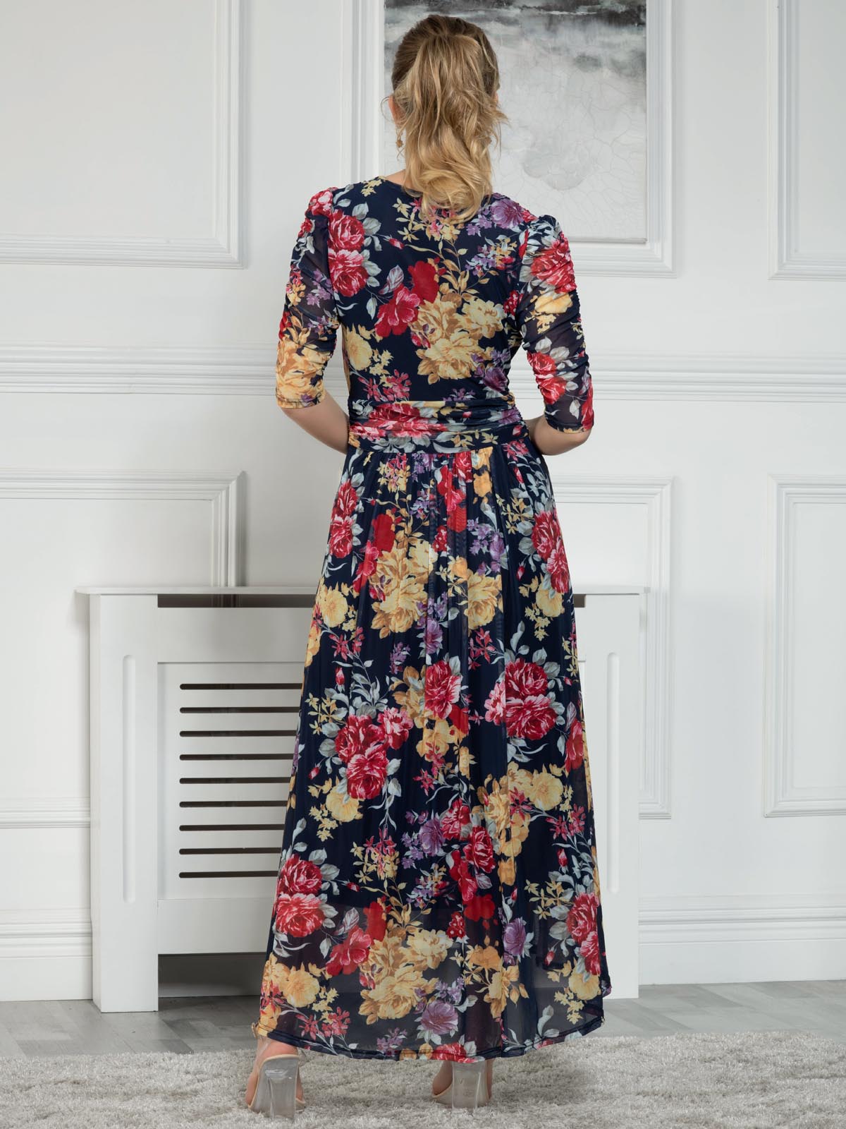 Mia floral wrap maxi sale dress navy