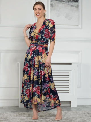 Sample Sale - Wrap Maxi Dress, Navy Floral