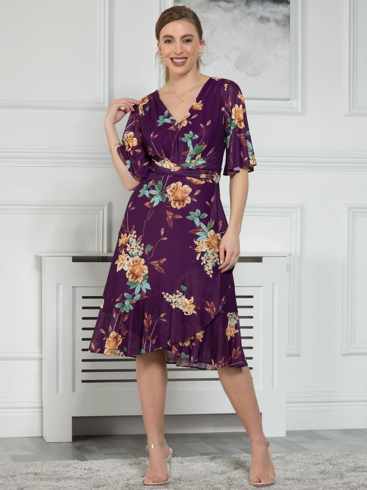 Dark purple floral dress – Moments to Remember