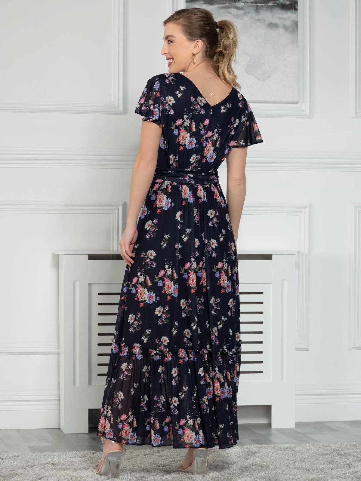 Sample Sale Maxi Dress Navy Floral Jolie Moi Retail