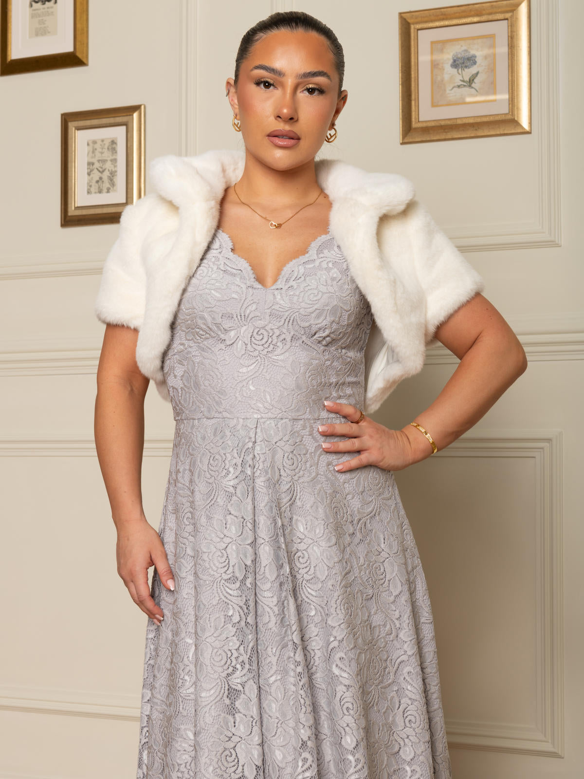 Grey lace dress outlet and jacket