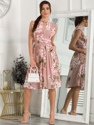 Emily Mesh Dress, Pink Floral
