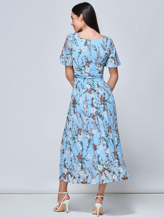 Gianna Floral Midi Dress, Light Blue