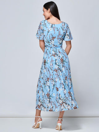 Gianna Floral Midi Dress, Light Blue Jolie Moi Retail Gianna Floral Midi Dress, Light Blue Jolie Moi Retail