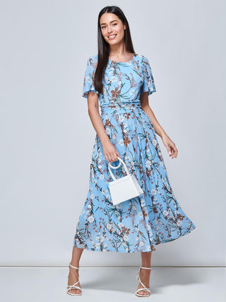 Gianna Floral Midi Dress, Light Blue