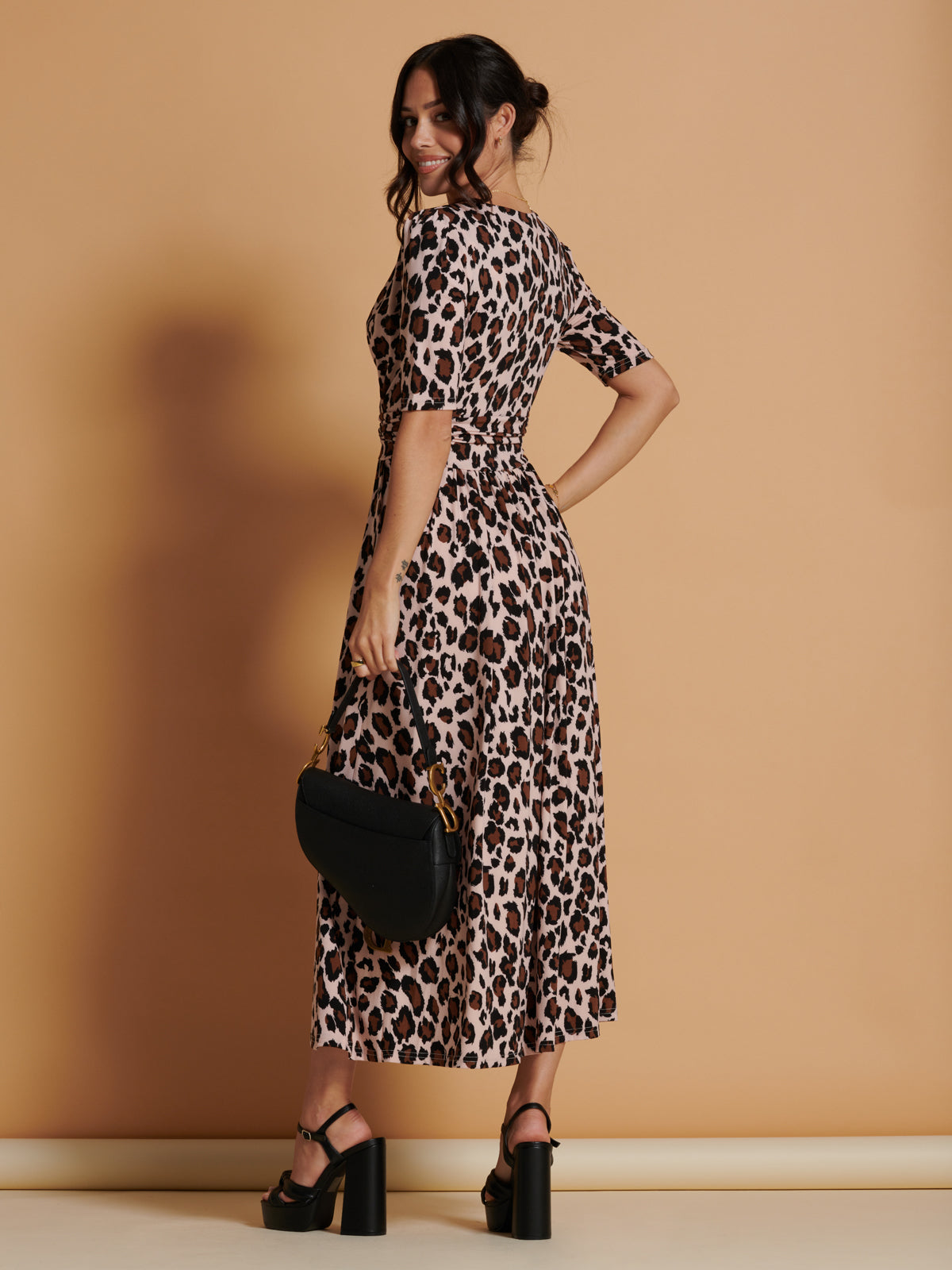 Pale pink leopard outlet print dress