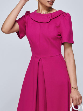 Sophia Button Collar Dress, Hot Pink