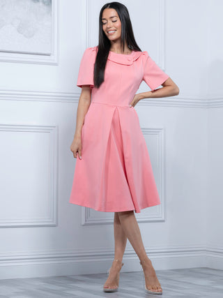 Sophia Button Collar Dress, Peach