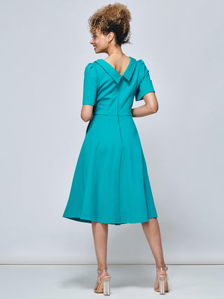 Sophia Button Collar Dress, Persian Green Jolie Moi Retail Sophia Button Collar Dress, Persian Green Jolie Moi Retail