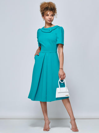 Sophia Button Collar Dress, Persian Green