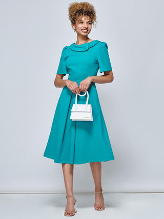 Sophia Button Collar Dress, Persian Green Jolie Moi Retail Sophia Button Collar Dress, Persian Green Jolie Moi Retail
