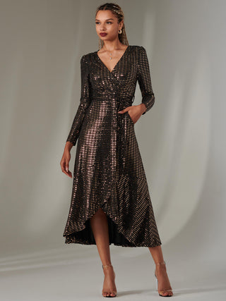 Wrap Dress Quiz Gold And Black Sequin Dress Black Dress Sequin New Ex New Look 8- Wrap Dress Quiz Gold And Black Sequin Dress Black Dress Sequin New Ex New Look 8-
