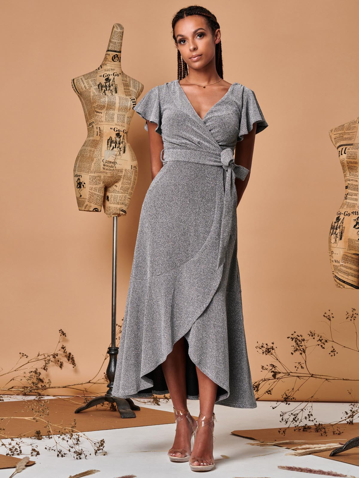 Grey wrap outlet dress