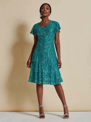 Sequin Fit & Flare Midi Dress, Blue Multi – Jolie Moi Retail