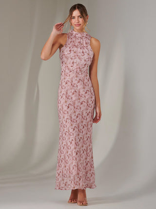 Chiffon Maxi Dress, Pink Floral Jolie Moi Retail Chiffon Maxi Dress, Pink Floral Jolie Moi Retail