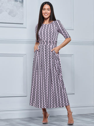 Pauline Sleeved Maxi Dress, Pink Pattern