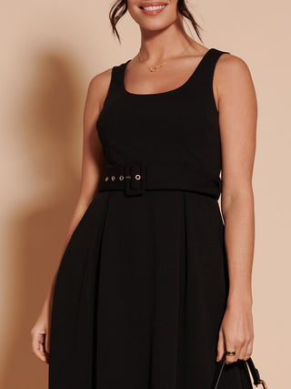 black 50s swing dress Black Satin 50s Prom Swing Dress in Black