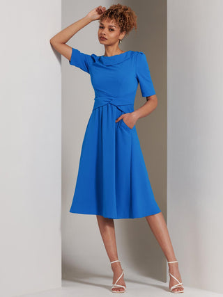 Sharon Collar Midi Dress, Blue