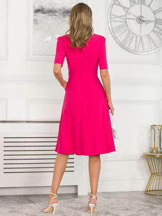 Sharon Collar Midi Dress, Hot Pink