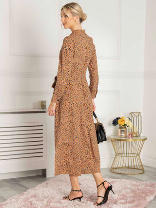 Jolie Moi Vihana Shirt Maxi Dress, Camel Animal