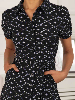 Danni Crepe Shirt Midi Dress, Navy Star