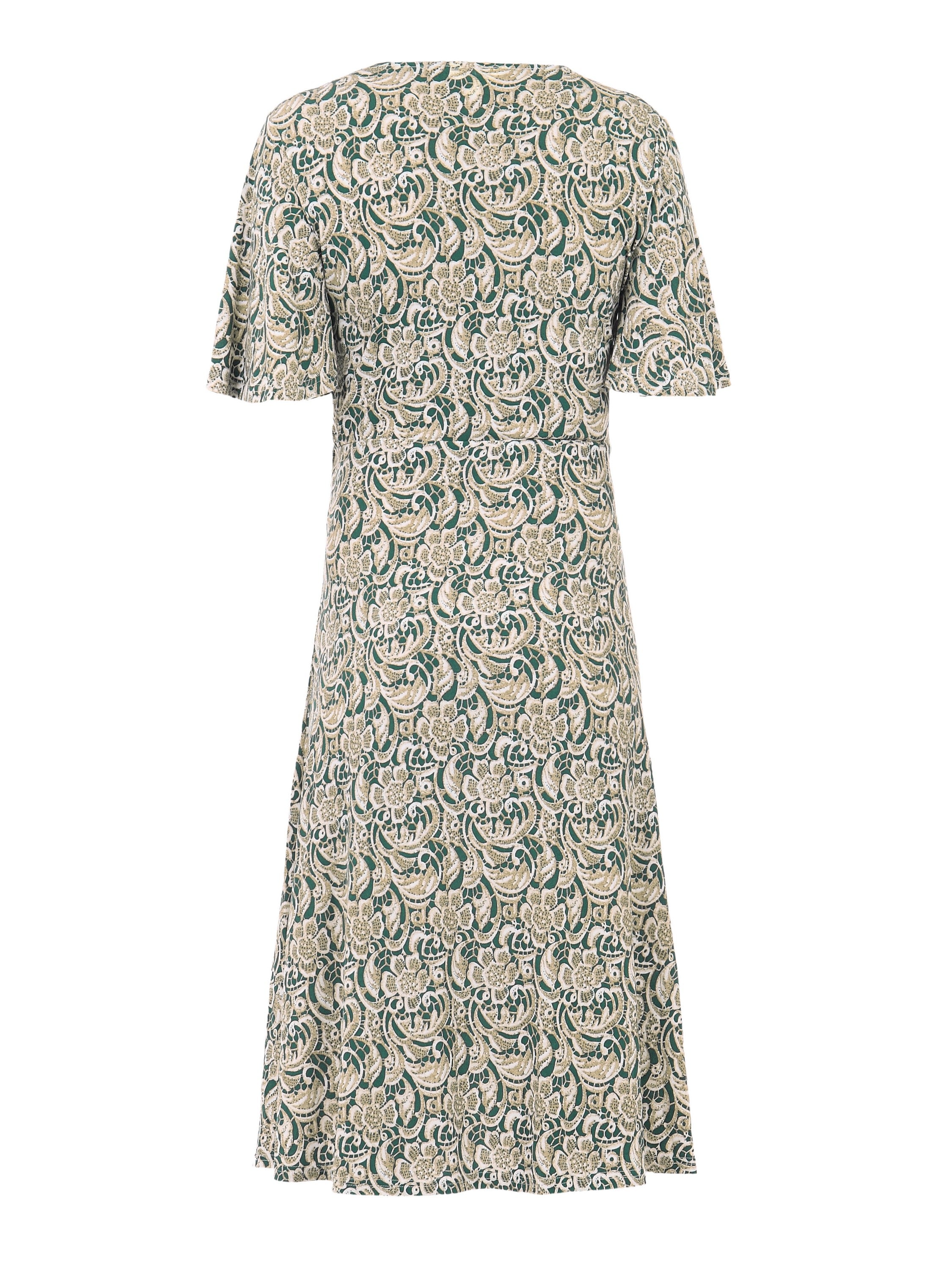 Twist Front Midi Jersey Dress, Green Pattern – Jolie Moi Retail