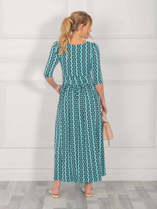 Jolie Moi Cierra 3/4 Sleeve Maxi Dress, Green Geo