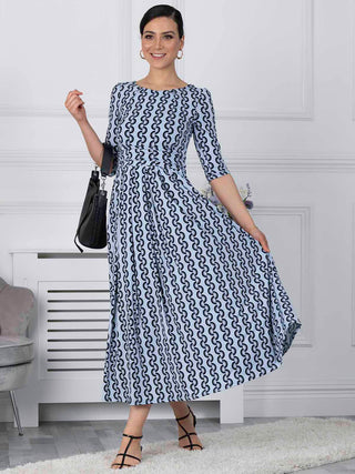Jolie Moi Cierra 3/4 Sleeve Maxi Dress, Light Blue