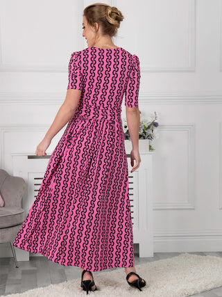 Jolie Moi Genesis Wrap Front Maxi Dress, Hot Pink