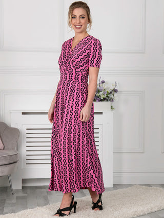 Jolie Moi Genesis Wrap Front Maxi Dress, Hot Pink