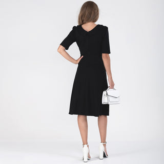 Fold Over Collar 50s Dress, Black