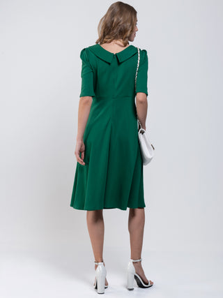 Roll Collar 50s Dress, Green