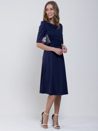 Jolie Moi Roll Collar 50s Dress, Navy