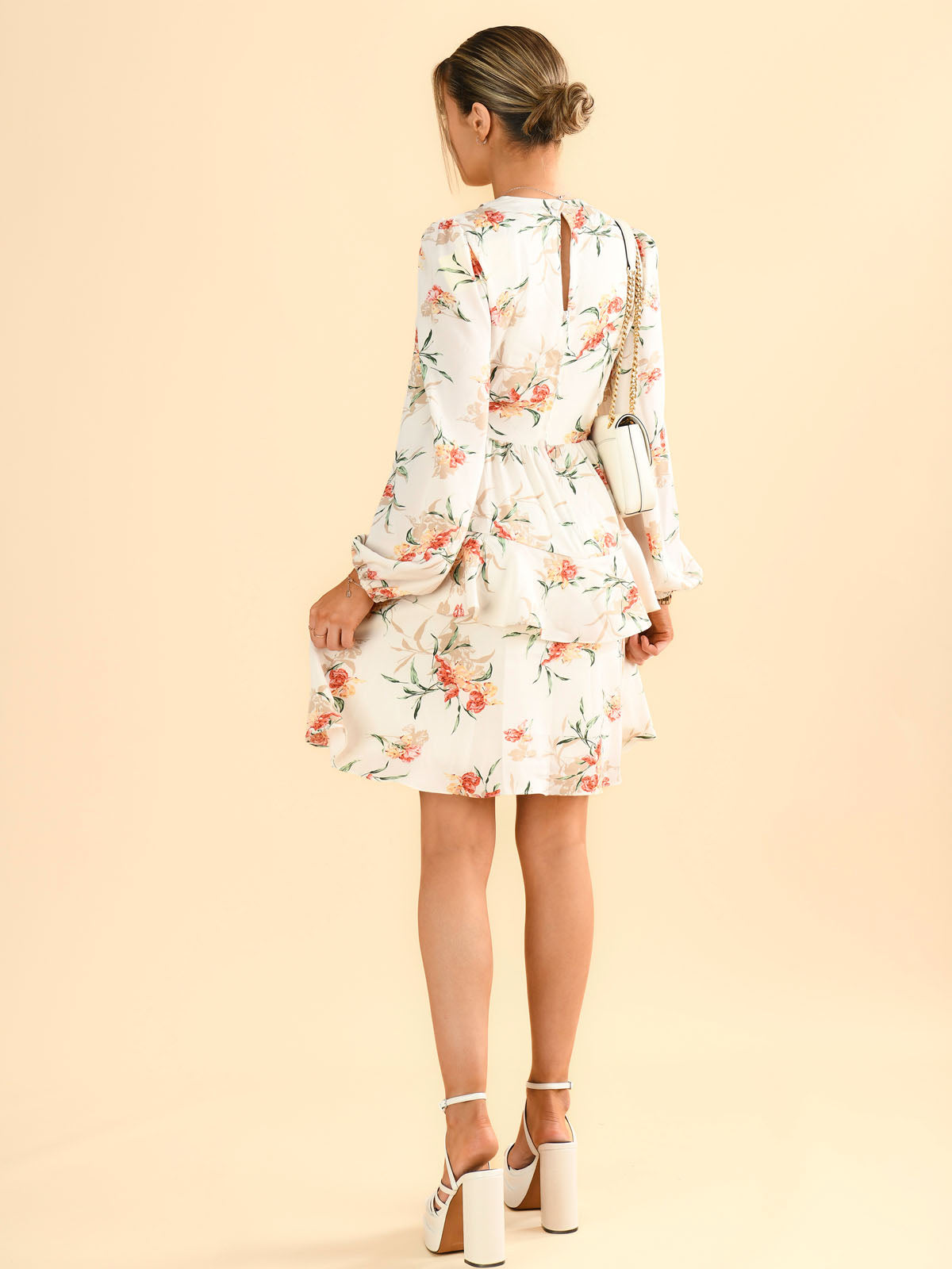 White short sales dress with flowers