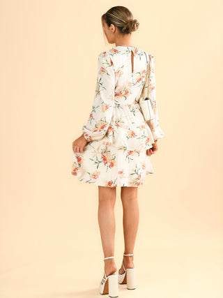 Sample Sale - Wrap Mini Dress, White Floral