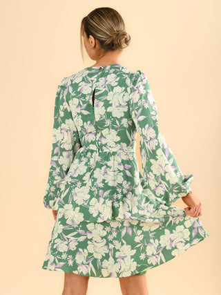 Sample Sale - Wrap Mini Dress, Green Floral