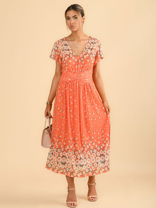 Sample Sale - Maxi Dress, Orange Floral