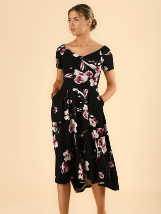 Sample Sale - Fit & Flare Dress, Black Floral
