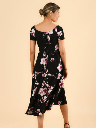 Sample Sale - Fit & Flare Dress, Black Floral