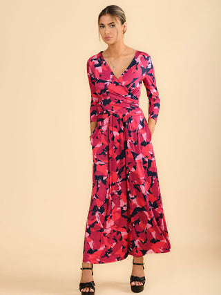 Sample Sale - Wrap Maxi Dress, Pink Abstract