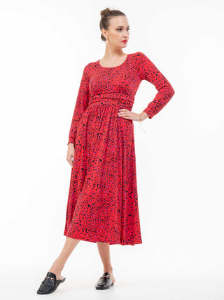 Veeksha Animal Print Dress, Red Animal