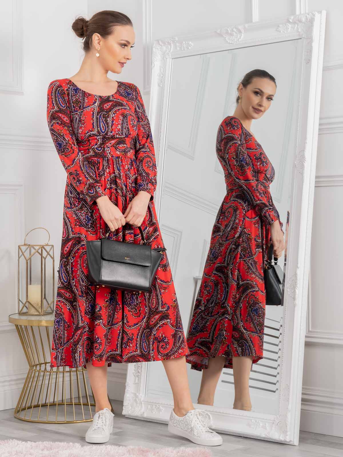 Red paisley hot sale print dress