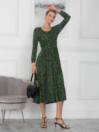 Veeksha Animal Print Dress, Green Animal Jolie Moi Retail Veeksha Animal Print Dress, Green Animal Jolie Moi Retail